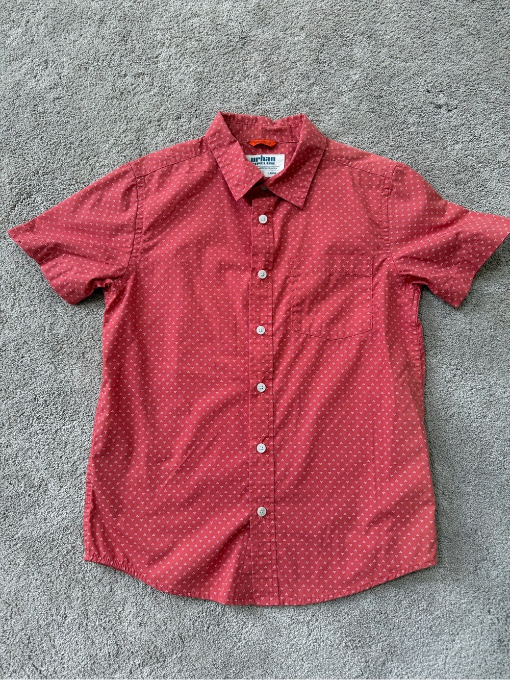 Boys Urban Pipeline Coral Short-Sleeve Button-Down Shirt with Micro Print